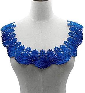 1pc Circular Beautiful Embroidery Lace Fabric DIY Lace Collar Fabric for Sewing Supplies Craft（Purple Pink） (Blue)