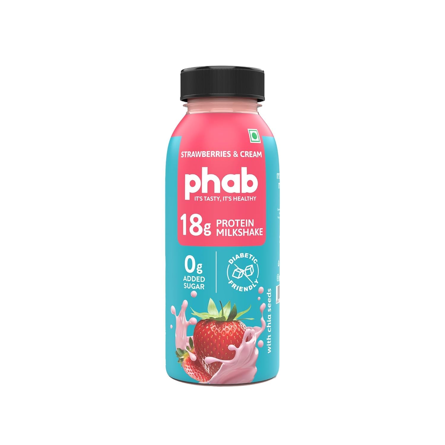 Phab Strawberries & Cream Protein Milkshakes with 18g Protein & No Added Sugar | Gluten-Free & Gut-Friendly, Trans Fat Free | Rich Source of Fibre & Pre-biotics | Healthy & Delicious (200ml, Pack of 24) 4