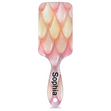Personalized Name Hair Brush Gifts for Women Girls Custom Hair Brush Women Customized Hair Combs with Text Jelly Color Light Pink Yellow Mermaid Pattern