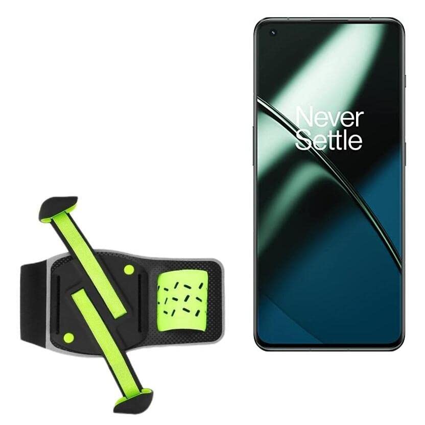 BoxWave Holster Compatible with OnePlus 11 5G - FlexSport Armband, Adjustable Armband for Workout and Running - Stark Green