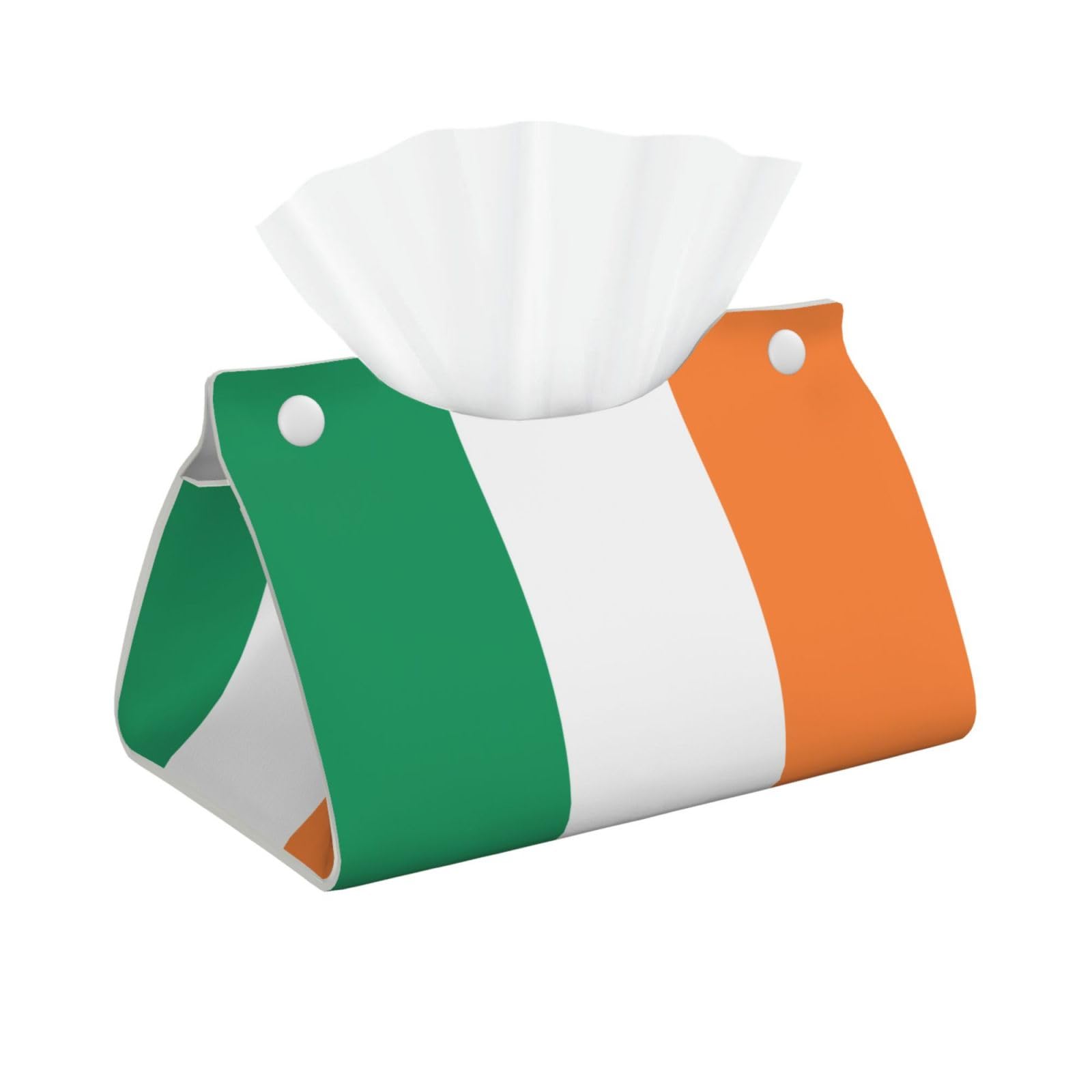 Irish flag Rectangular Leather Tissue Box Cover, Folding Facial Tissue Holder Dispenser for Car