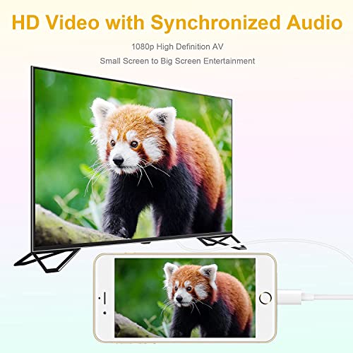 [Apple Mfi Certified] Lightning To Hdmi Digital Av Adapter, 5 Ft Hdtv Cable Compatible With Iphone, Ipad, Ipod 1080P Digital Av Sync Screen Connector On Hdtv Monitor Projector-No Need Power Supply #TOP1