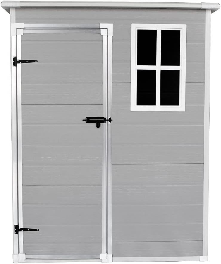 Panana Plastic Garden Storage Outdoo Shed House, Grey, 5X2.6FT Amazon