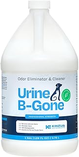 KINZUA ENVIRONMENTAL Urine B-Gone, Professional Enzyme Odor Eliminator & Pet Stain Remover, Human, Cat & Dog Urine Cleaner, Effective on Laundry, Carpets & More, Original Scent, 1 Gallon