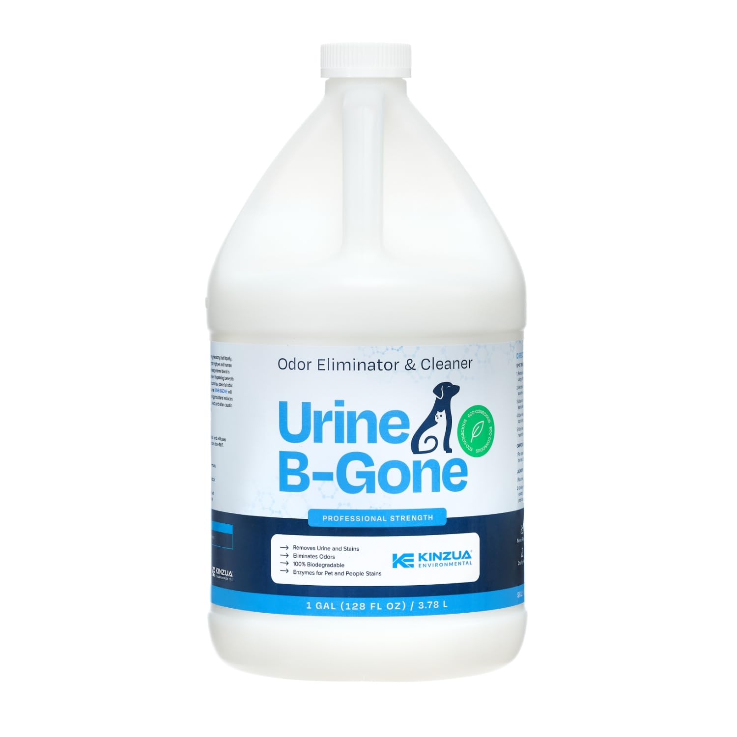KINZUA ENVIRONMENTAL Urine B-Gone, Professional Enzyme Odor Eliminator & Pet Stain Remover, Human, Cat & Dog Urine Cleaner, Effective on Laundry, Carpets & More, Original Scent, 1 Gallon