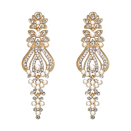 EleQueen Elegant Simulated Pearl Rhinestone Crystal Vintage Style Cluster Chandelier