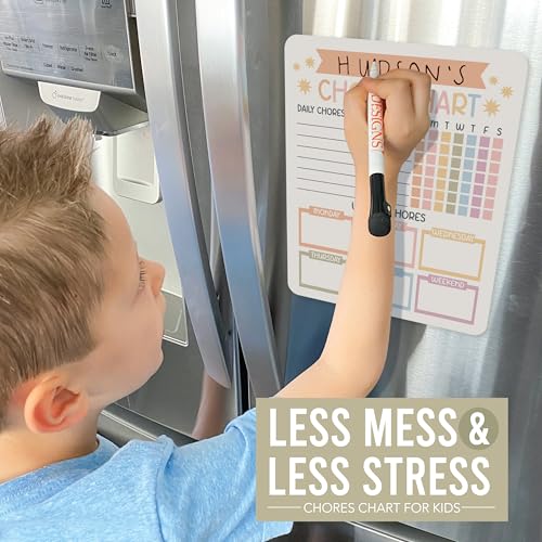 Image of Hadley Designs Magnetic Chore Chart for Kids Multiple Kids - Dry Erase Family Chore Chart for Fridge, Weekly Chores Checklist Kid, Behavior Charts for Home, Classroom Muted Chores Board in School