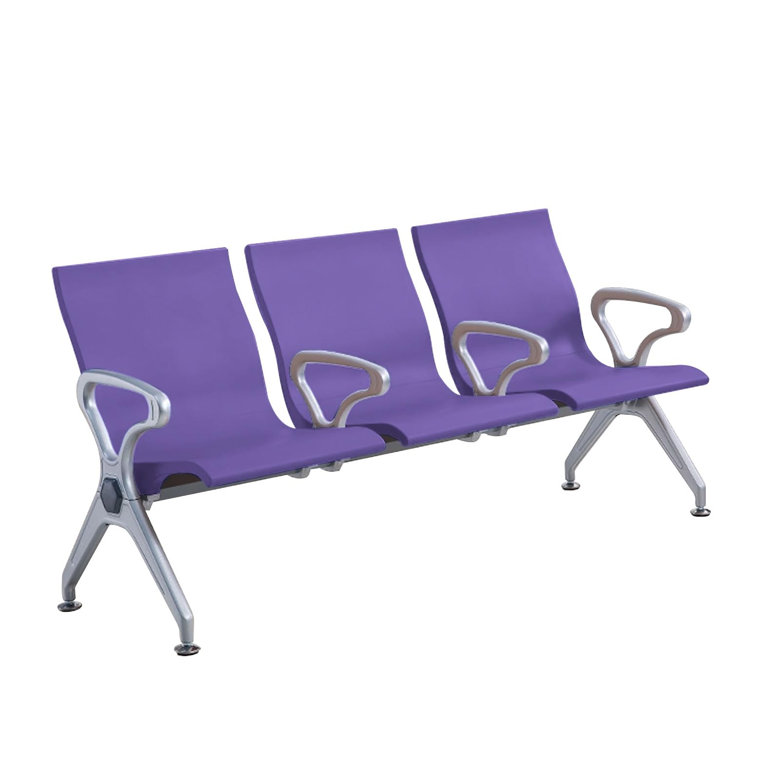 SaryEdge 3Seat Room Bench with 4 ArmrestsStylish PU Leather Office Lobby Chairs Conference & Reception Seating for Airports Clinics Hospitals Banks,Purple,Purple
