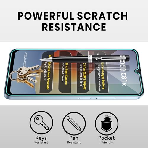 Image of ArmourPro Tempered Glass for Poco C81x - 9H Anti Scratch Screen Protector, Edge to Edge Coverage, HD Clarity, Smooth Touch, Case Friendly | Black, Pack of 2