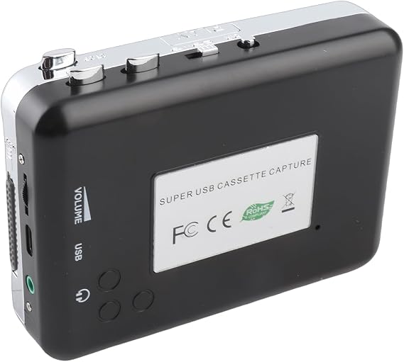 Yctze Portable USB Cassette to MP3 Converter, Tape to CD Audio Music Player Capture, Stereo Sound Quality for Vintage Cassette Enthusiasts