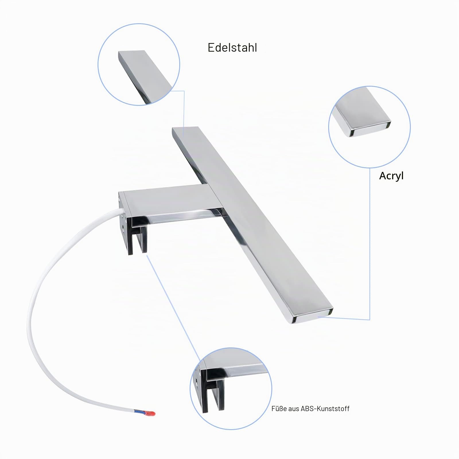 60cm LED Spiegelleuchte, 13W 1000lm Warmweiß 3000K, Chrom-Finish, IP44 Wasserdicht, 230V, 3-in-1 Installation für Badezimmer, Schminktisch, 2 Jahre Garantie