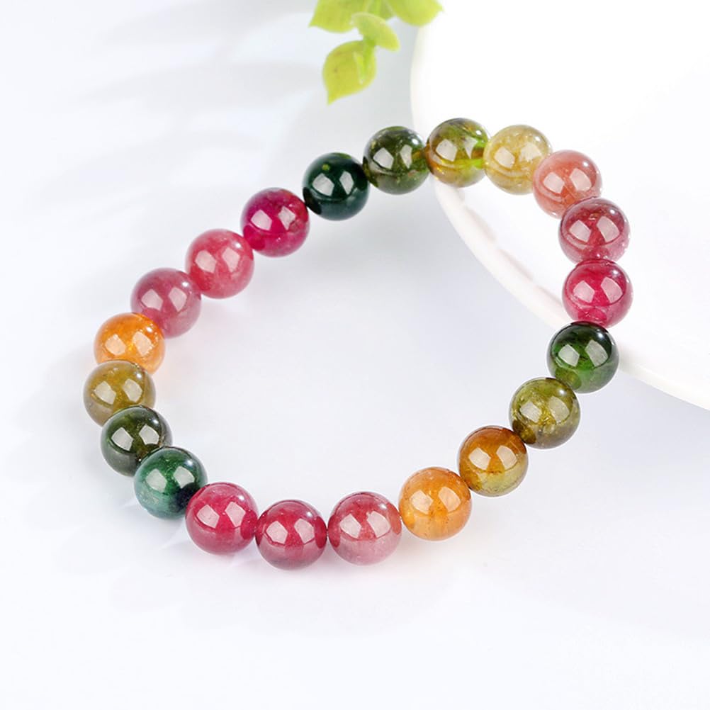 Pulseras con Cuentas de Cristal para Mujer, Pulsera Colorida de Cristal de turmalina Pulseras elásticas con Cuentas de Chakra de 6-13 mm, Joyas para Mujer con Piedras Preciosas,Collection,10mm