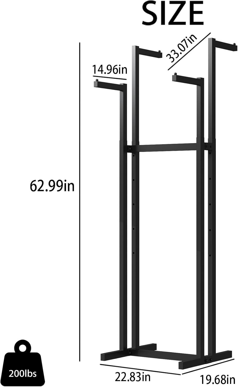 Black Clothes Racks with 4 Straight Arms, Metal Clothing Rack for Hanging Clothes, Freestanding Garment Rack Heavy Duty, 46" to 63" Adjustable Height Retail Clothing Rack for Boutiques Display - Image 3