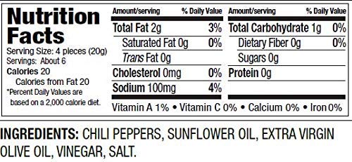 Delallo Whole Calabrian Chili Peppers, Hot & Spicy, 6.7Oz Jar, 6-Pack #TOP6