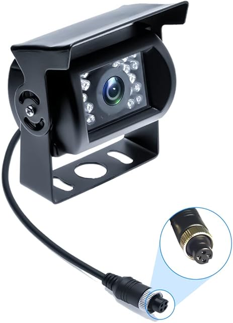 Backup Camera Camecho IR Night Vision without Guide Line Without Color Change Waterproof 4 Pin Aviation Connector Rear View Camera for Bus/ RV/ Truck/ Trailer Heavy Duty