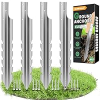 SCHINTILLO Bodenanker Schaukel Einschlaghülse 4er-Pack, Feuerverzinkter Erdanker für Schaukel Pfostenträger Holzpfosten Spielturm(Verbesserte Stahlstärke 3mm)
