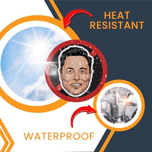 Image of Magnet Me Up No Elon Face Magnetic Decal Funny Anti-Billionaire Car Magnet, Political Satire Fridge Decor, 5-Inch Round UV-Printed Vinyl, Weatherproof & Durable, Made in USA
