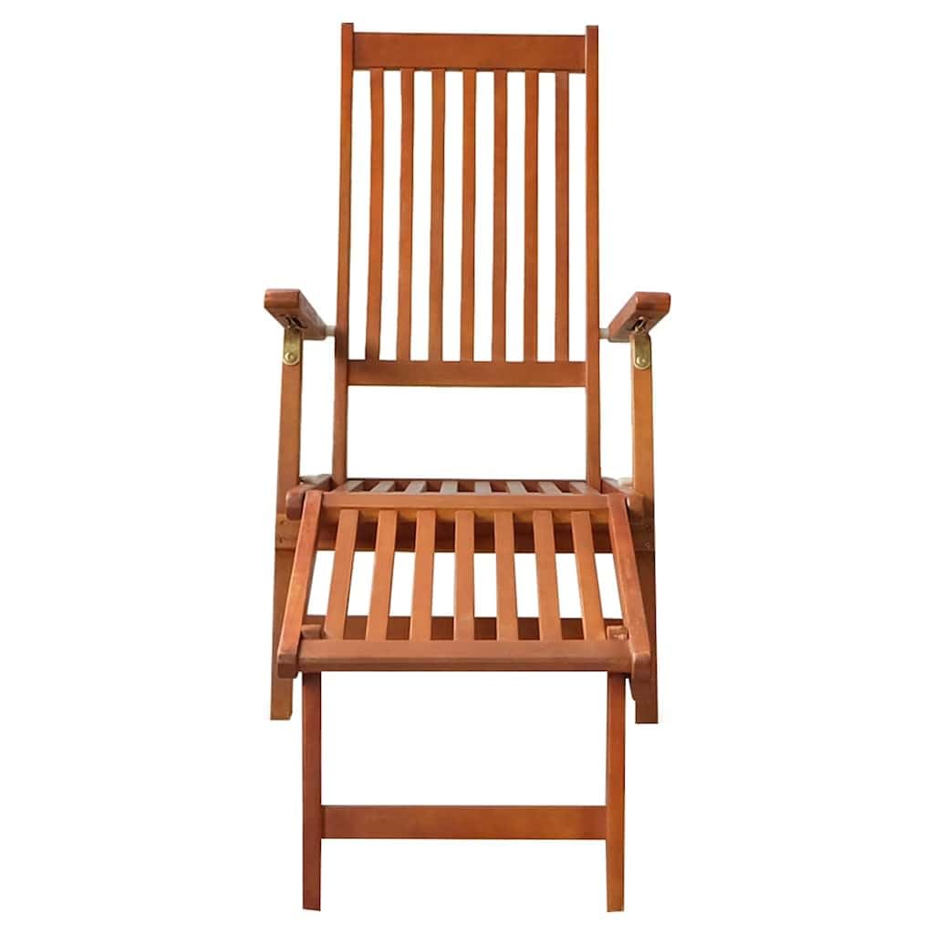 Tumbona de madera Acacia con reposapiés y cojín, tumbona plegable de 3 posiciones, tumbona de madera resistente a la intemperie para terraza y jardín, soporta hasta 110 kg
