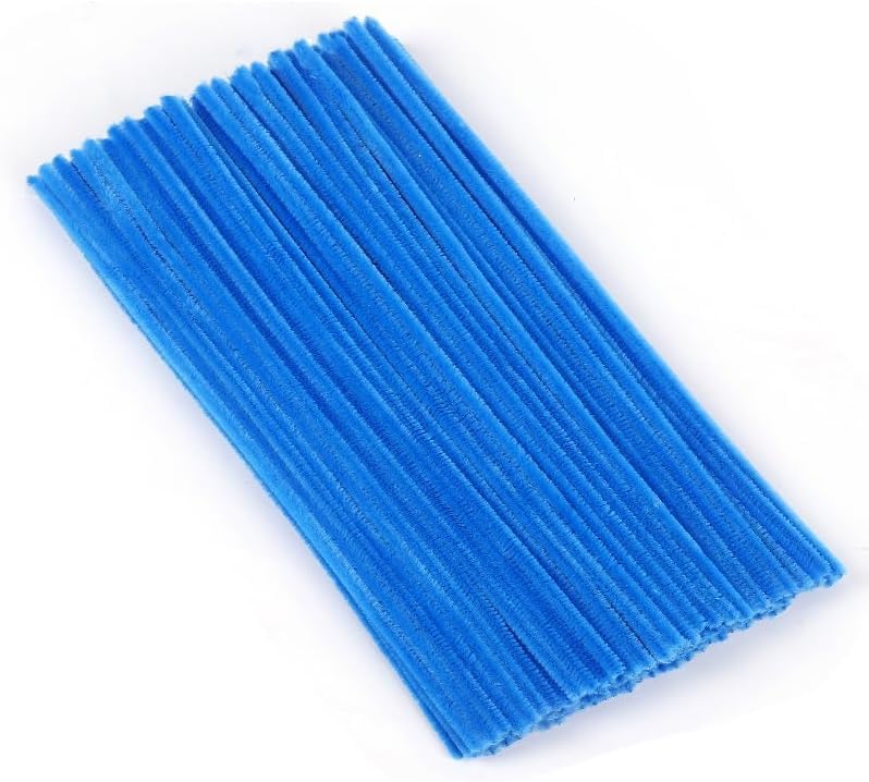 手芸モール 単色 青い 約100本 6ｍｍ カラーモール フラワー クラフトモール DIY 手作り素材 工作モール 飾り/インテリア飾り/パーティー/贈り物 (ミスティブルー)