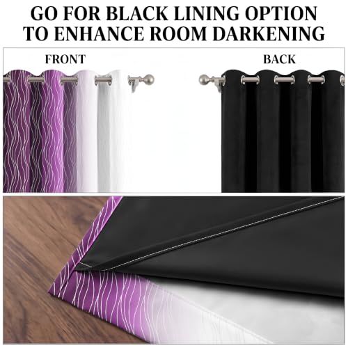 Image of Ultimate Trends Ombre Blackout Curtains for Bedroom Room Darkening Curtains for Living Room,Energy Saving,Thermal Insulated Grommet Window Drapes, Purple and Greyish White, 8 FEET,2 Panels