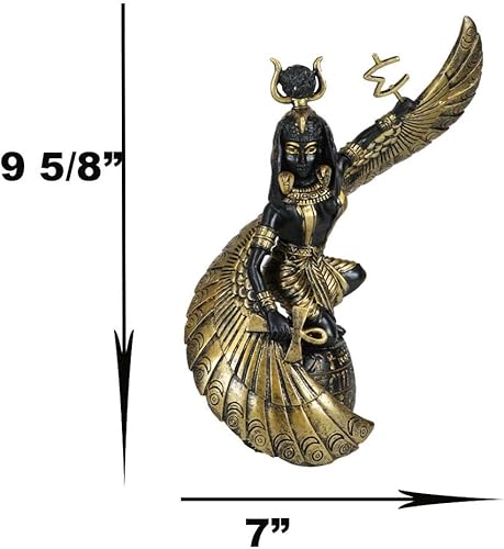 Miniatura 3 de Ebros Gift Diosa egipcia de la maternidad y madre mágica Isis Ra sosteniendo Ankh con alas abiertas Estatua decorativa 9 pulgadas H Dioses y diosas