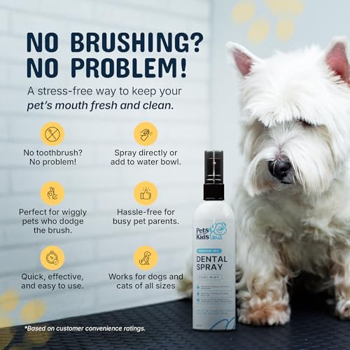 Pets are Kids Dog Dental Spray - 8oz Premium Dog Breath Spray & Dental Care - Natural Breath Freshener, Fights Tartar, Plaque & Gum Disease, Mouthwash for Dogs & Cats - Mint Formula Water Additive