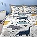 Nesker 5 Pcs Comforter Set Twin Size, Cute Dinosaur Bedding for Kids Teen, Blue Yellow Gray Dino Bedding Set with Pillowcase & Sham for Bedroom Bed Decor