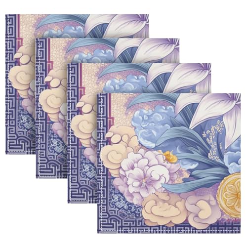 Servilletas de Tela con Patrón Floral Vintage Púrpura 20x20in Set x4 miniatura 1