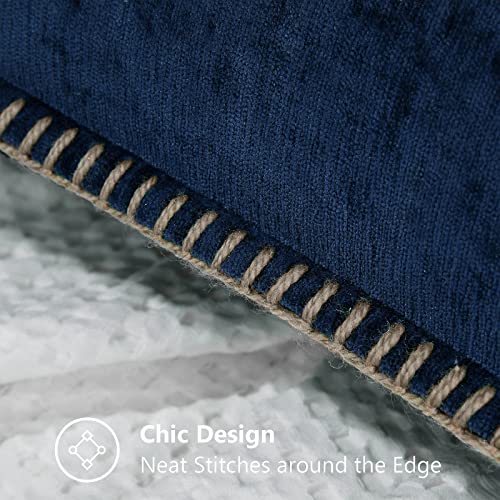Image of decorUhome Fall Patriotic Chenille Soft Cozy Throw Pillow Covers 20x20 Set of 2, Coastal Modern Farmhouse Boho Velvet Decorative Pillow Cases with Stitched Edge for Couch Sofa Bed Home Decor, Poseidon