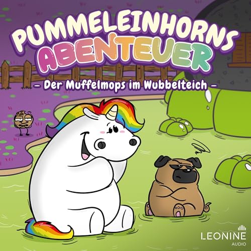 Page de couverture de Pummeleinhorns Abenteuer - Der Muffelmops im Wubbelteich
