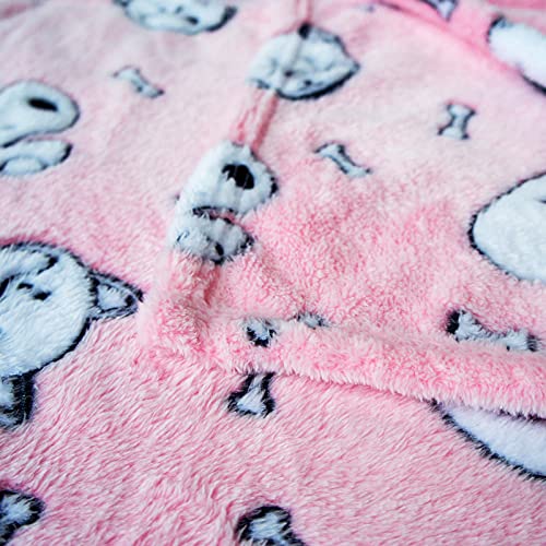 Patas Lague Fluffy Fleece Dog Blanket For Small Dogs(24 * 32In) Super Soft Warm Pet Cat Blanket For Couch Sofa With Cute Print (Pink) #TOP3