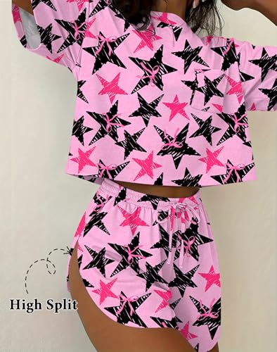 Image of Ekouaer Womens Pajama Sets Sexy Lounge Sets Side Split Short Pj Sets Cute Pjs 2 Piece Comfy Sleepwear Loungewear
