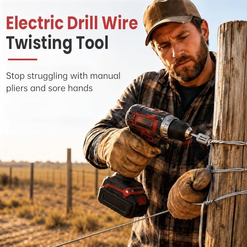 Image of DIANZHU Electric Drill Wire Twisting Tool, Heavy Duty Wire Twister for Drill with 1 /4 inch Hex Shank, Professional Wire Twisting Tool for Fencing, Rebar Tying, and Construction, Alloy Steel (2pcs)