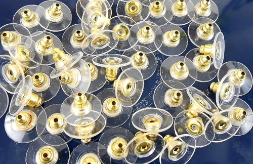 Image of KUMU Jewellery Tools (200 Pcs Approx) Earring Back Stopper (Golden 100 Pairs Approx)
