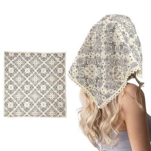 CHHIICC Cotton Bandana for Women Men, Soft Cotton Like Lace Headband,Head Scarf,Protective Coverage, Square Head Scarf Handkerchirf 100% Viscose 23 X 23 Inch