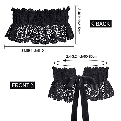 GORGECRAFT Elastic Wide Belt Black Stretchy Openwork Embroidered Lace Waist Dress Belts with Adjustable Tie-up Bowknot Waistband for Women Wedding Party Dresses Daily Wear Clothing Accessories2