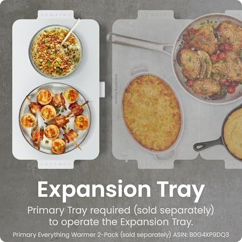 Image of Chefman Everything Warmer Expansion Tray, 10 inch x 16 inch Electric Warming Tray, Requires Primary Panel for Use (Sold Separately), One Secondary Panel Included