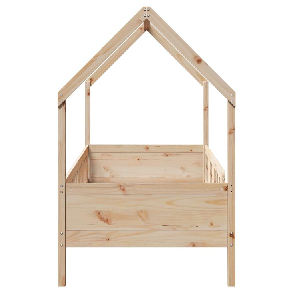 Casa infantil de 90 x 190 cm pino macizo sin tratar con somier, cama de juegos para habitación infantil con espacio de almacenamiento, espacio para invitados en habitación juvenil