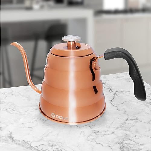 Miniatura 6 de OPUX Hervidor de café con cuello de cisne  Acero inoxidable de 40 onzas, hervidor de agua de inducción con cuello de ganso para estufa, boquilla de