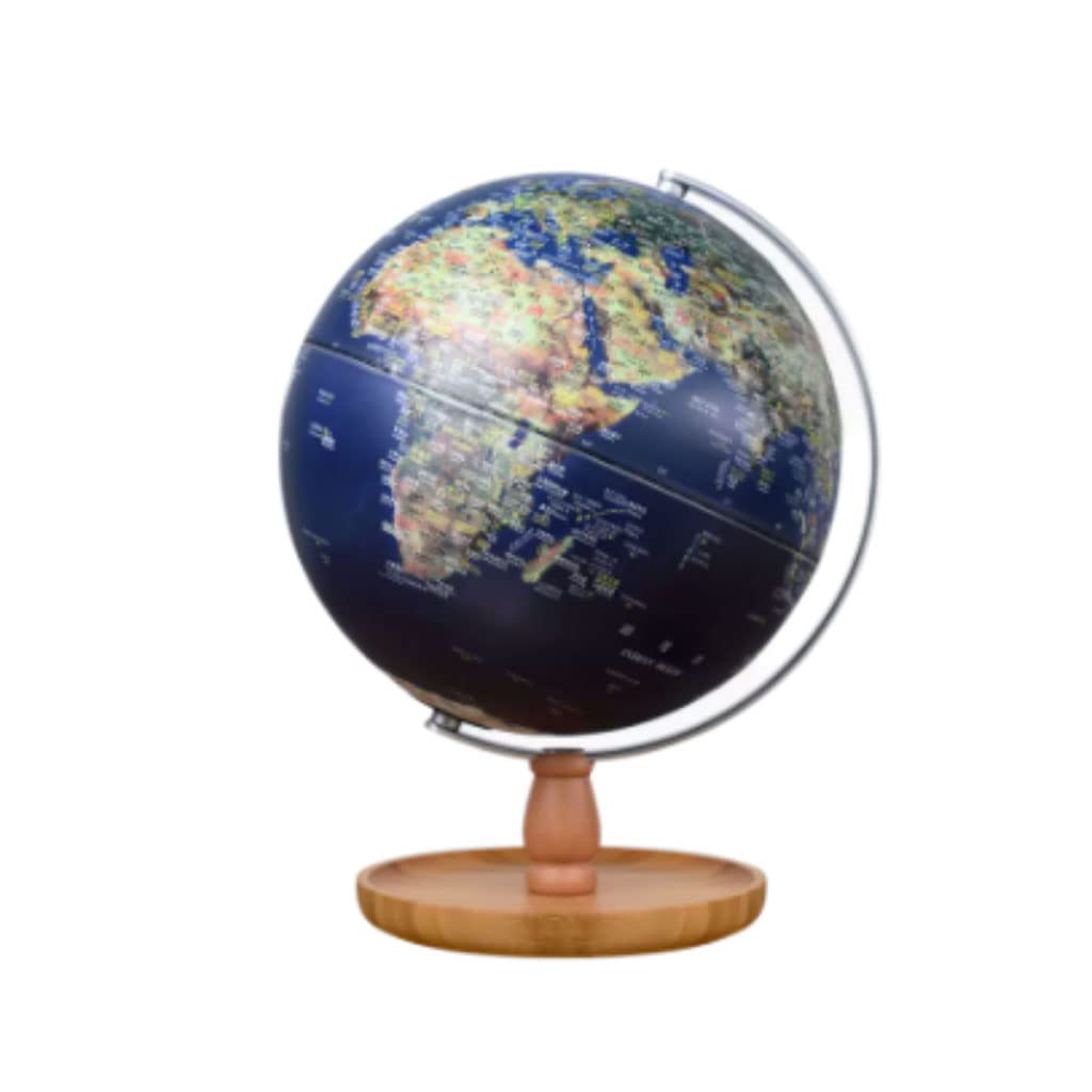 Globo terrestre Mappamondo, mappamondo educativo con Base in Legno, Decorazione per Ufficio, Aula e casa, Testi Facili da Leggere, Diametro 20 cm Bellezza e funzionalità