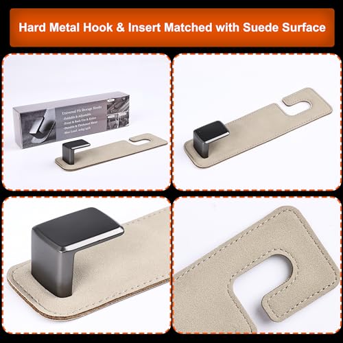 Toiyason Car Seat Back Hook Metal with Suede Universal Vehicle Headrest Hangers Interior Storage Organizer for Purse Handbag Coat Grocery Bags 2 Pack Beige