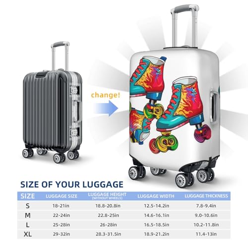 Travel Luggage Cover Colorful Roller Skates Suitcase Protector Elastic Washable Stretch Suitcase Protector Anti-Scratch Travel Suitcase Cover Fit 18-32 Inch Luggage2