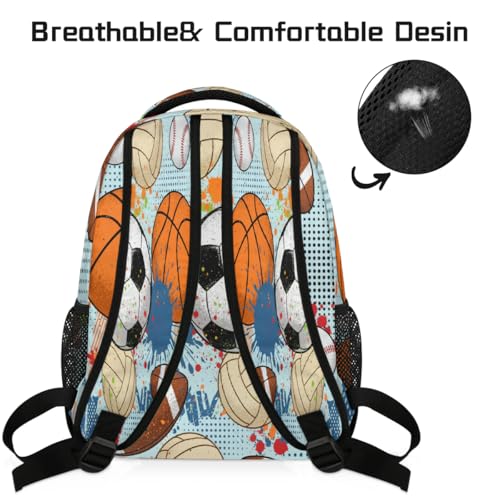 Mochila para laptop ligera con estampado de fútbol y gran capacidad 4