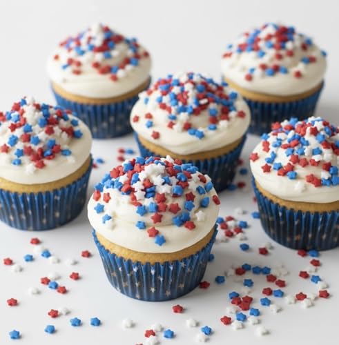 Image of Sprinkles | Colored Sugar | Patriotic Sprinkles | Red white and blue sprinkle | Cocktail sugar | Cupcake sprinkle | Cake sprinkles | Manvscakes | 3 ounces