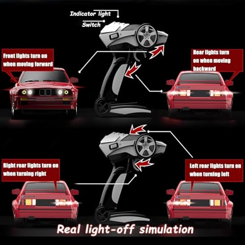 Image of Remote Controlled Car 1 /16 Scale RC Drift Car 2.4GHz 4WD High Speed 30+km /h Classic Vehicle with LED Lights Drifting Tires Racing Vehicle Toys Gifts for Adults Boys, Batteries Multicolor