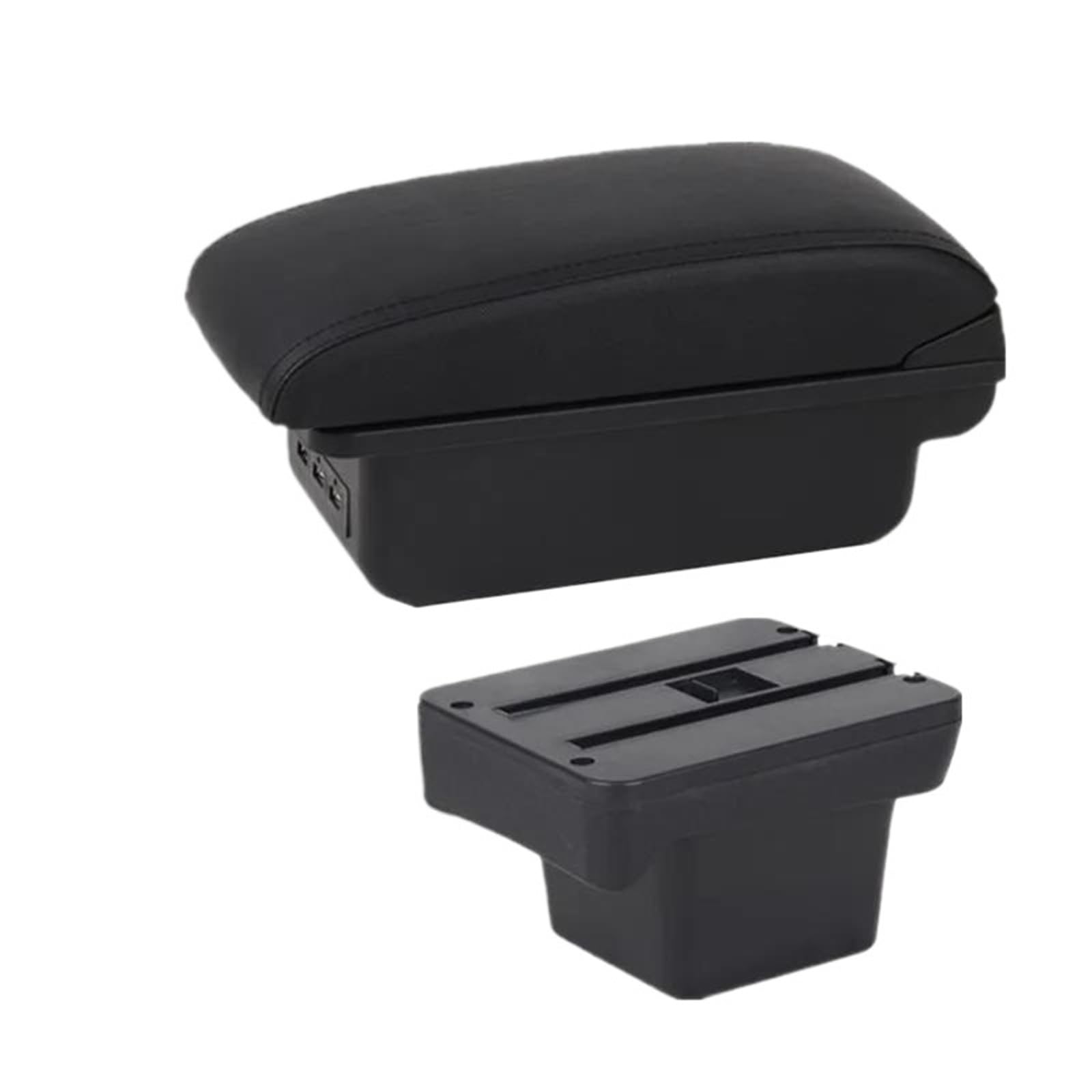 YUQUDGELKY For VW For Caddy 5 2024 Car Armrest Box Car Armrest Box Storage Box Interior Retrofit(B1 Black line 3USB)