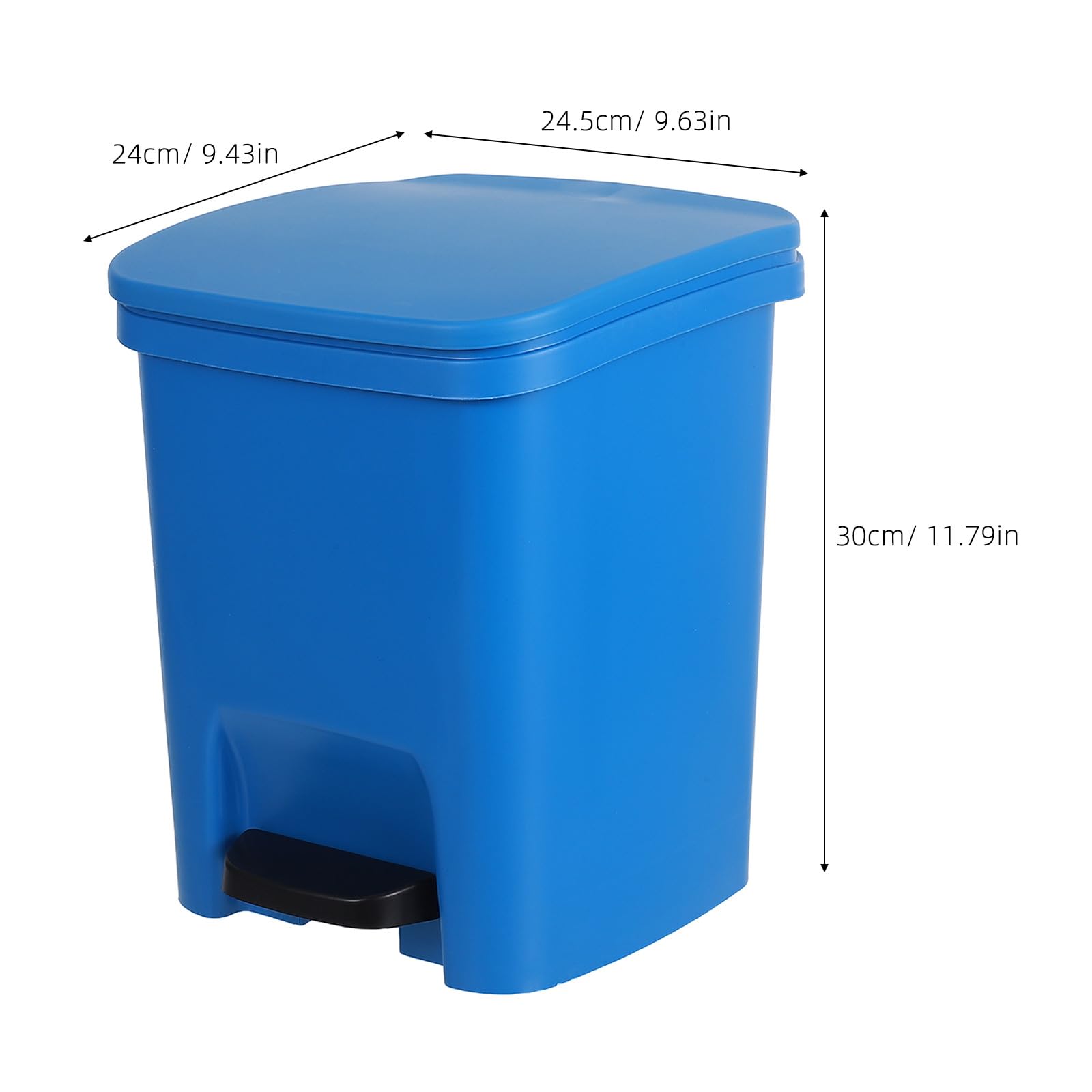 Cubo de Basura Pedal y Tapa Abatible, 10 Litros, Plástico Azul, Contenedor Doméstico para Cocina, Oficina y Dormitorio, Papelera Antiolor para Residuos Cotidianos