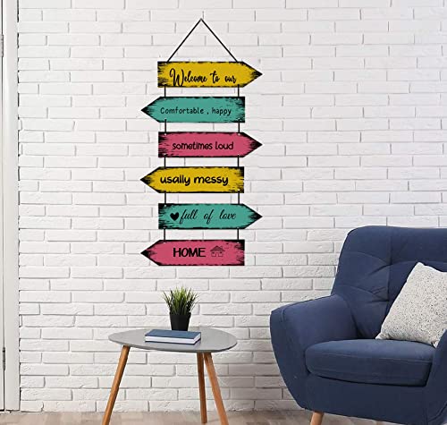 Image of EXPLEASIA Decorative Wall Hanging Wooden Art Decoration Item for Home Office Living Room Bedroom Decoration Items Home Decor Gift Items (Welcome To Our)