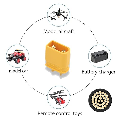 Vista 41 de xiwai Cable de extensión XT60 12AWG hembra a conector hembra para estación de energía de batería RC con panel solar (1.6 pies)