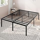 Allewie Full Size Bed Frame, 18 Inch Metal Platform Beds with Storage Space, No Box Spring Needed and Easy Assembly, Black